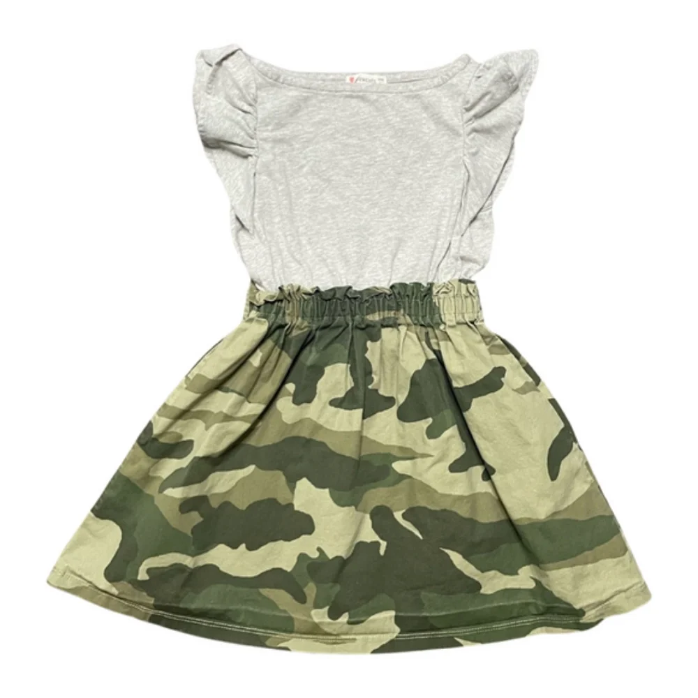 Crewcuts Camo Ruffle Sleeve Dress Size 6